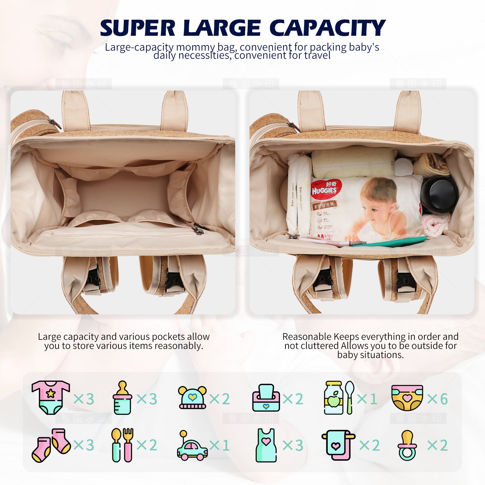 Alpen Zebra baby diaper bag/backpack made of cork